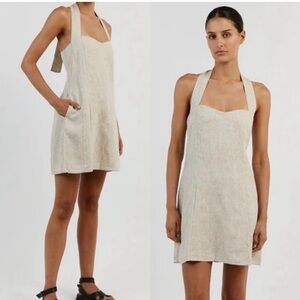 DISSH Willow natural mini halter dress  10 US